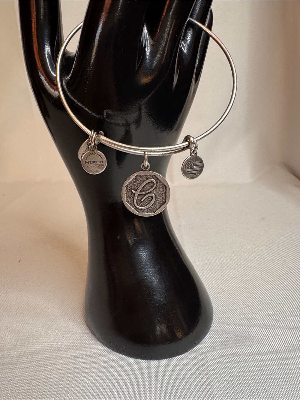 Alex and Ani Silver-Tone Initial C Charm Bangle